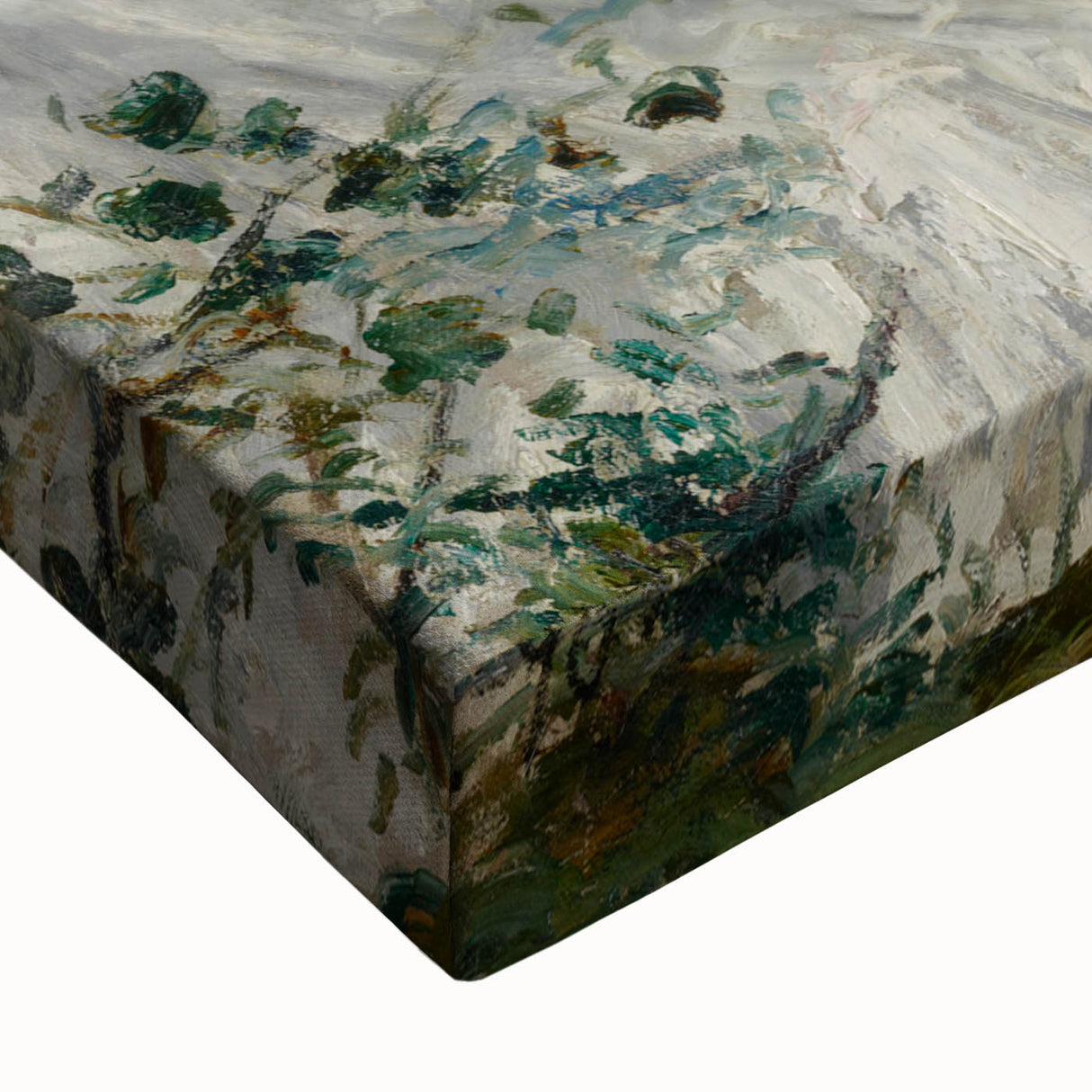 Large art depicting a black and white landscape painting on stretched canvas, suitable for bedroom wall decor.