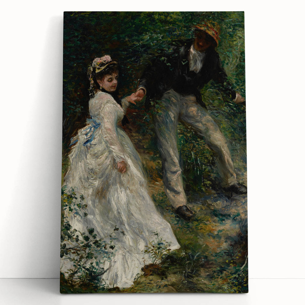 Black and white print of Pierre-Auguste Renoir's painting on stretched canvas, ideal for kitchen wall art.