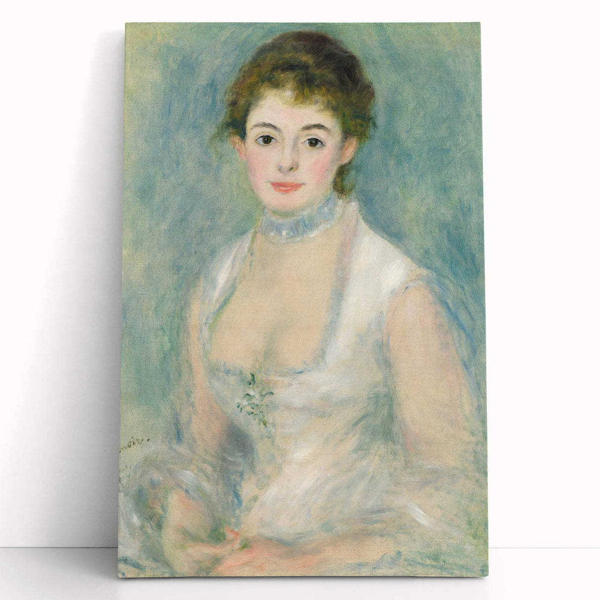 Black and white print of Pierre-Auguste Renoir's artwork on stretched canvas, ideal for kitchen wall art.