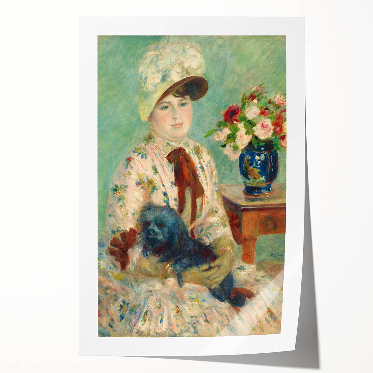 Rolled print of a Pierre-Auguste Renoir floral painting in soft pastel colors, ideal for art wall dining room.