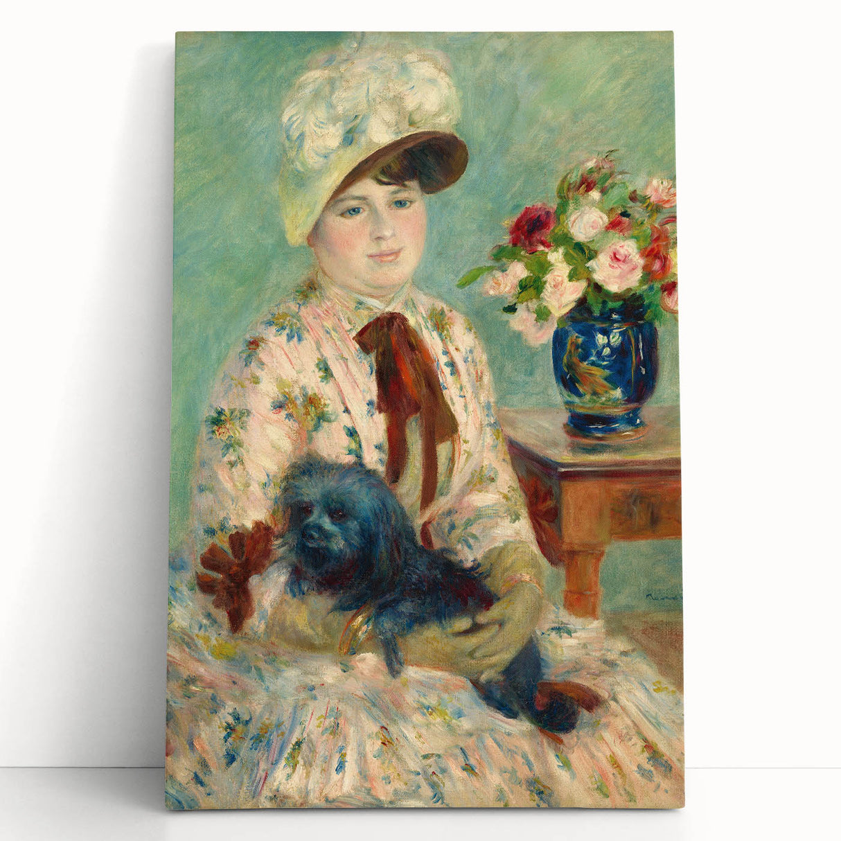 Black and white print of Pierre-Auguste Renoir's artwork on stretched canvas, ideal for kitchen wall art or bedroom decor.