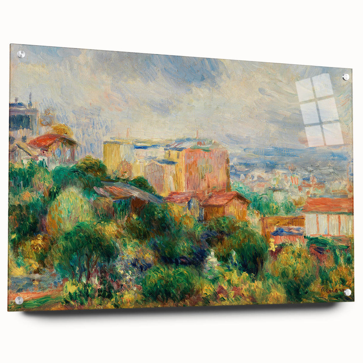 Acrylic print of Pierre-Auguste Renoir's impressionist painting, featuring soft pastel shades, ideal for dining room decor.