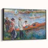 Black and white wall art featuring a vintage poster-style landscape painting on a framed canvas, ideal for bedroom decor.