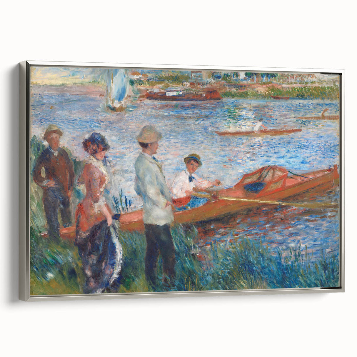 Landscape art painting by Pierre-Auguste Renoir, featuring vibrant, colorful brushstrokes on a framed canvas.