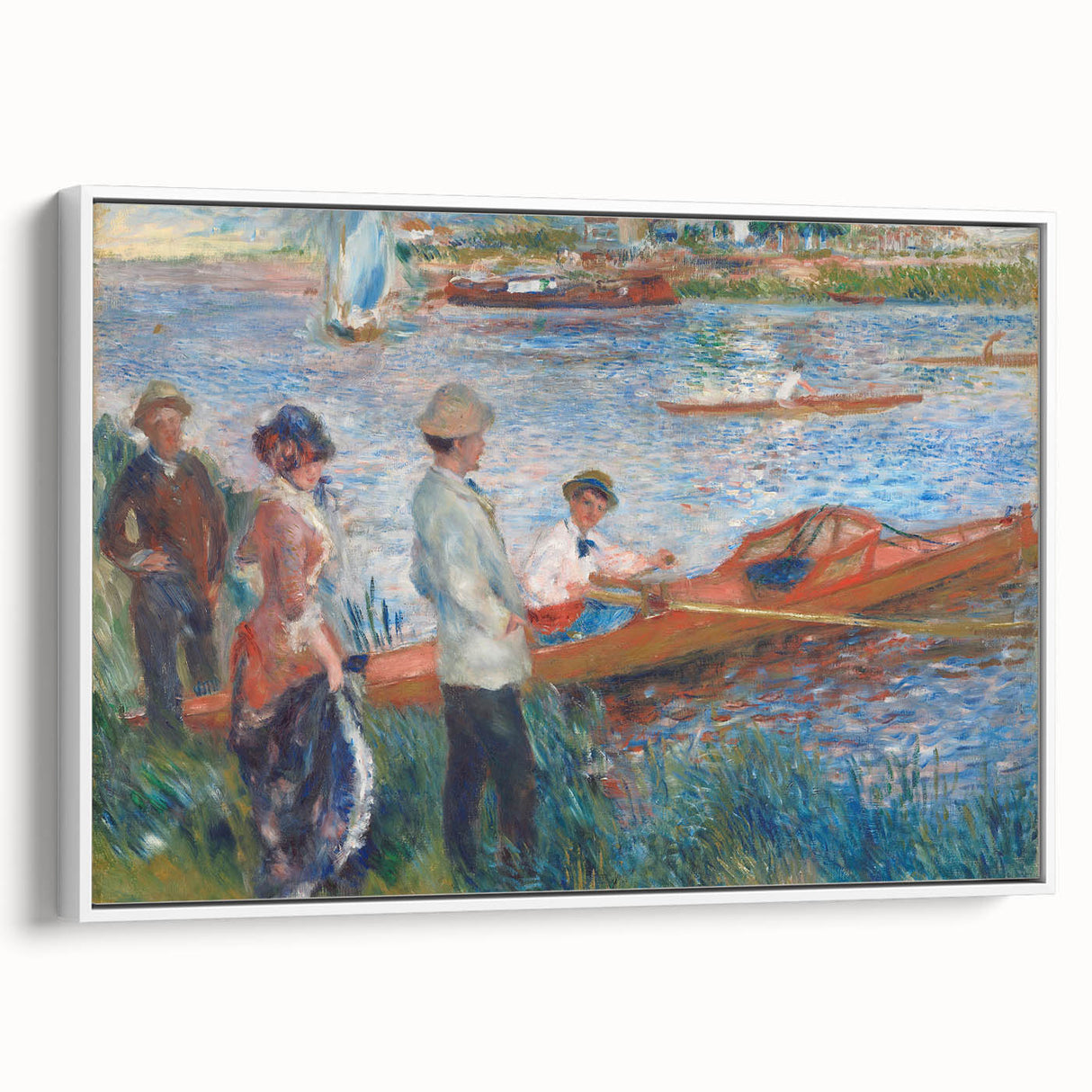 Framed canvas of Pierre-Auguste Renoir's vintage poster art featuring a colorful, impressionist style.