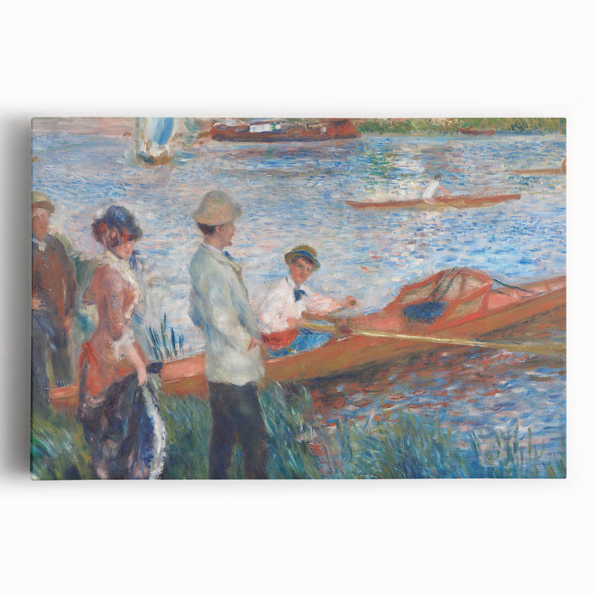 Black and white print of Pierre-Auguste Renoir's painting on stretched canvas, ideal for kitchen art.