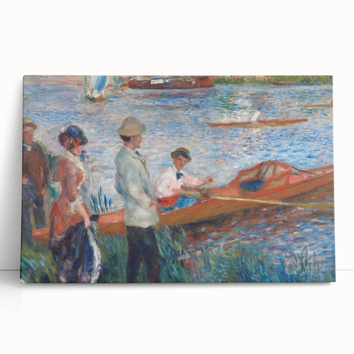 Black and white stretched canvas print of Pierre-Auguste Renoir's impressionist artwork, ideal for kitchen wall art.