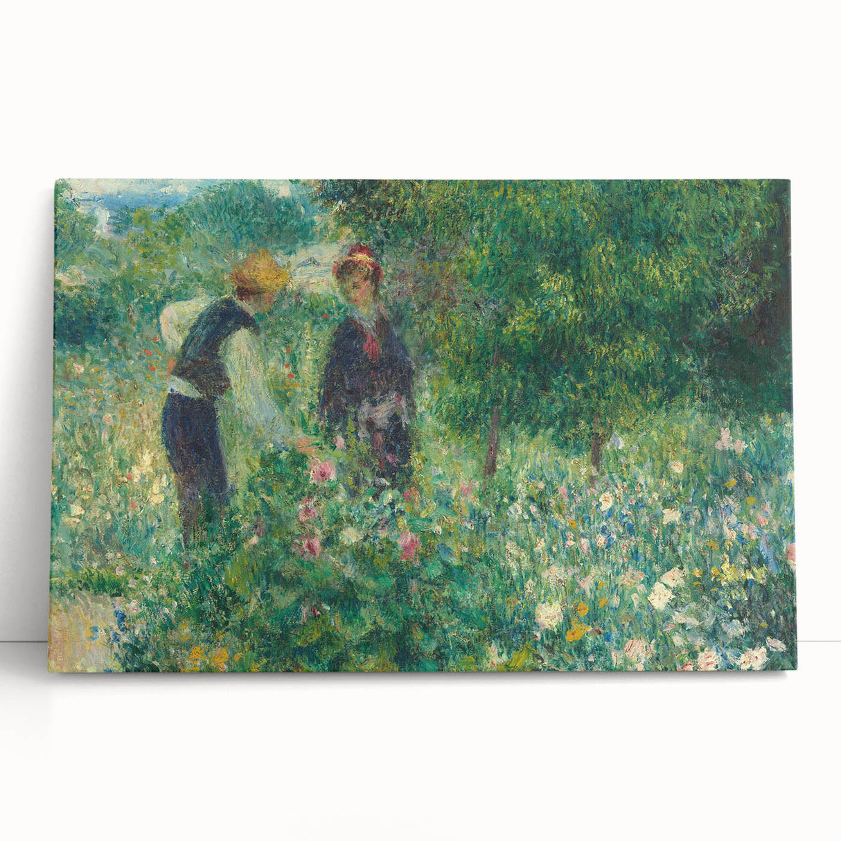 Black and white print of Pierre-Auguste Renoir's design on stretched canvas, ideal for kitchen wall art or bedroom ambiance.