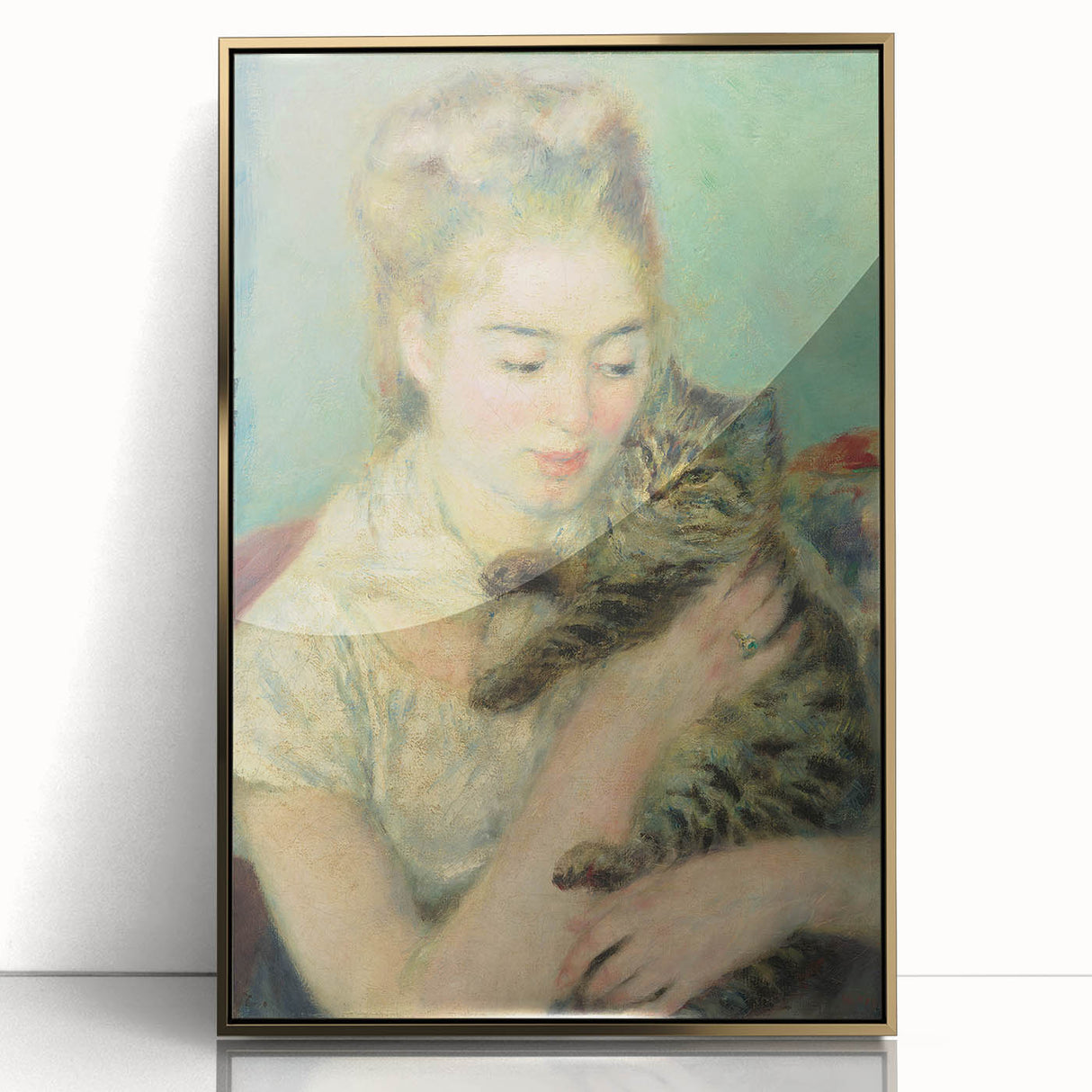 Framed acrylic print of Pierre-Auguste Renoir's painting, featuring soft pastel colors and impressionist style.