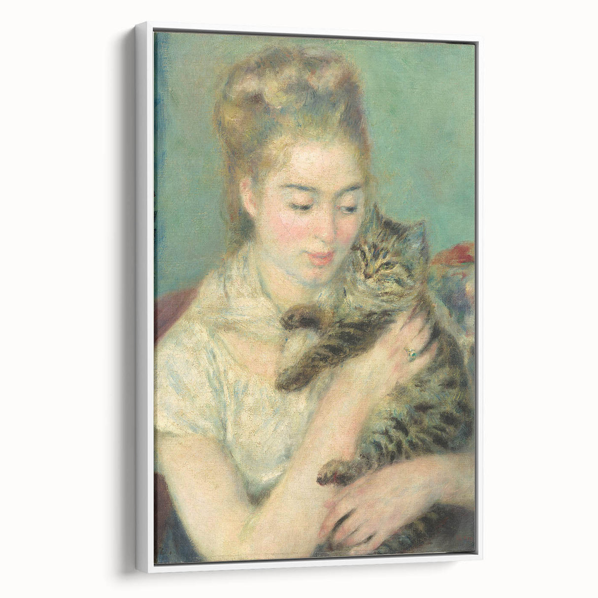 Vintage poster art of a colorful Pierre-Auguste Renoir painting in a white frame, ideal for extra large living room decor.