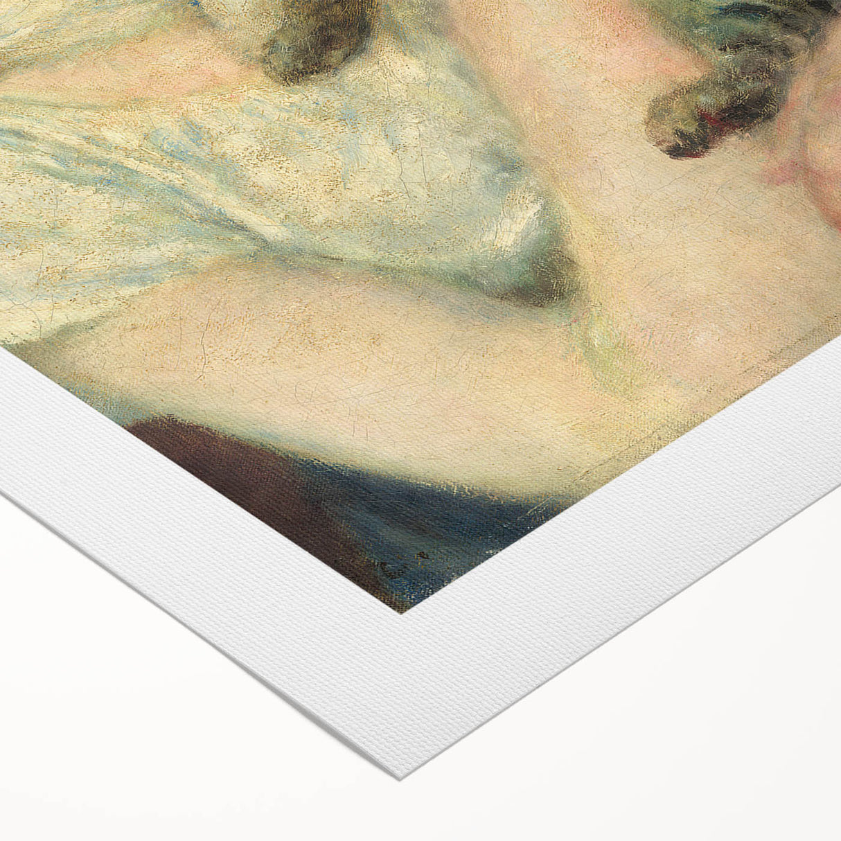 Art deco poster featuring a vibrant, colorful impressionist painting by Pierre-Auguste Renoir on rolled canvas.