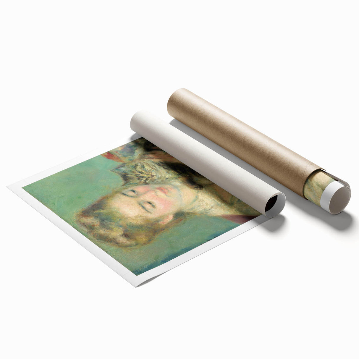 Extra large rolled print of Renoir's floral art in soft pastel shades, ideal for classy bathroom or large living room decor.