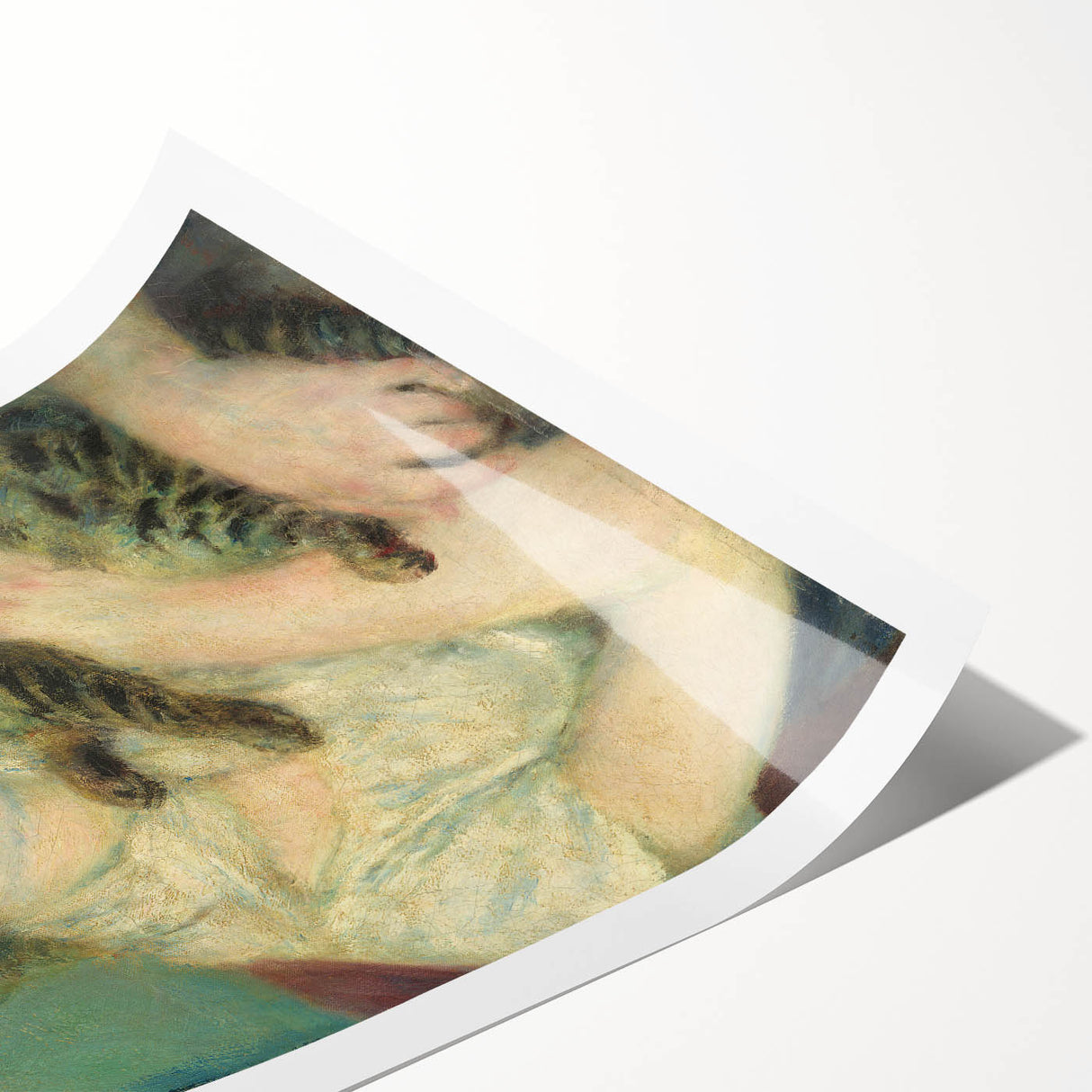 Extra large wall art featuring line art flowers in soft pastel shades on a rolled print.