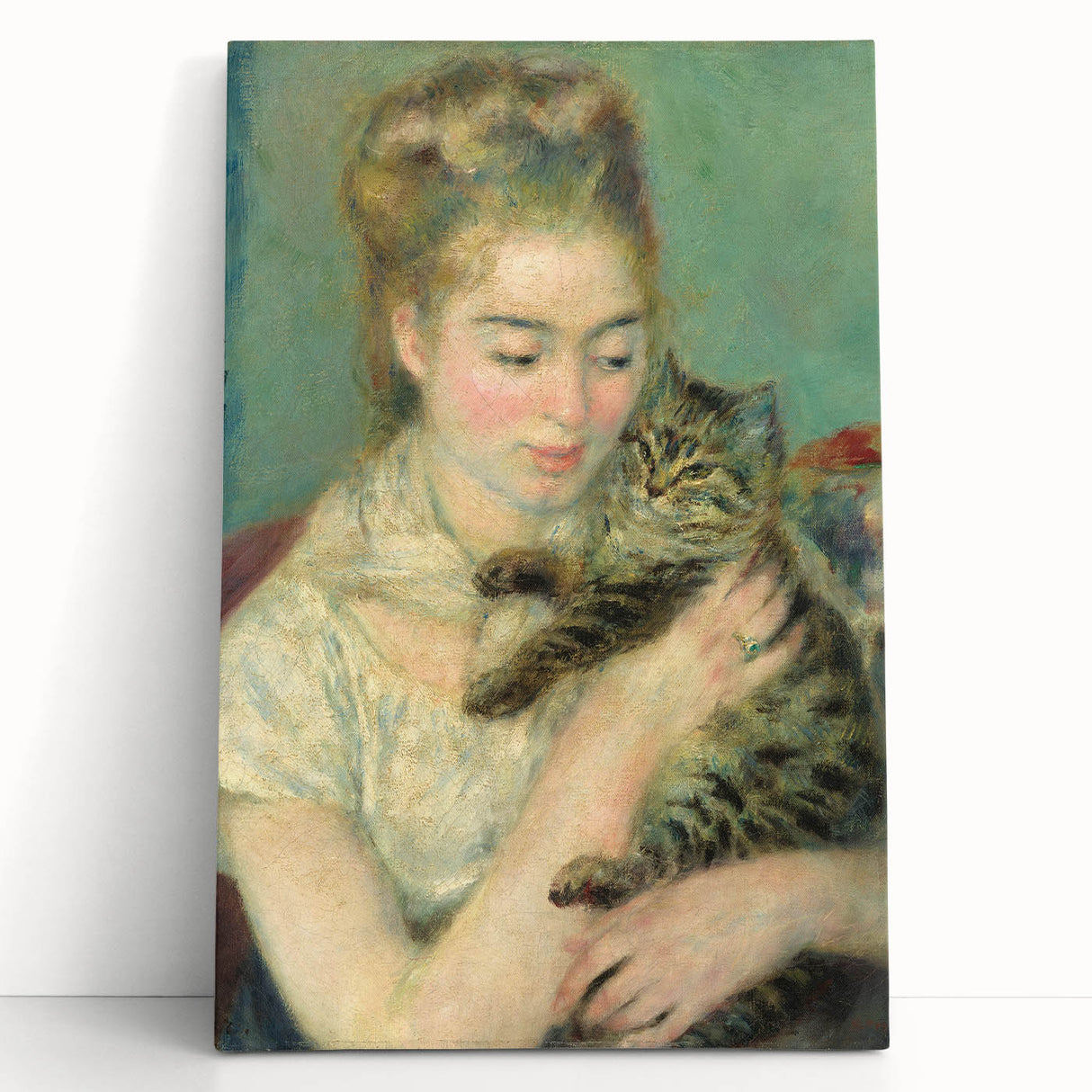 Black and white print of Pierre-Auguste Renoir's artwork on stretched canvas, ideal for kitchen wall art.