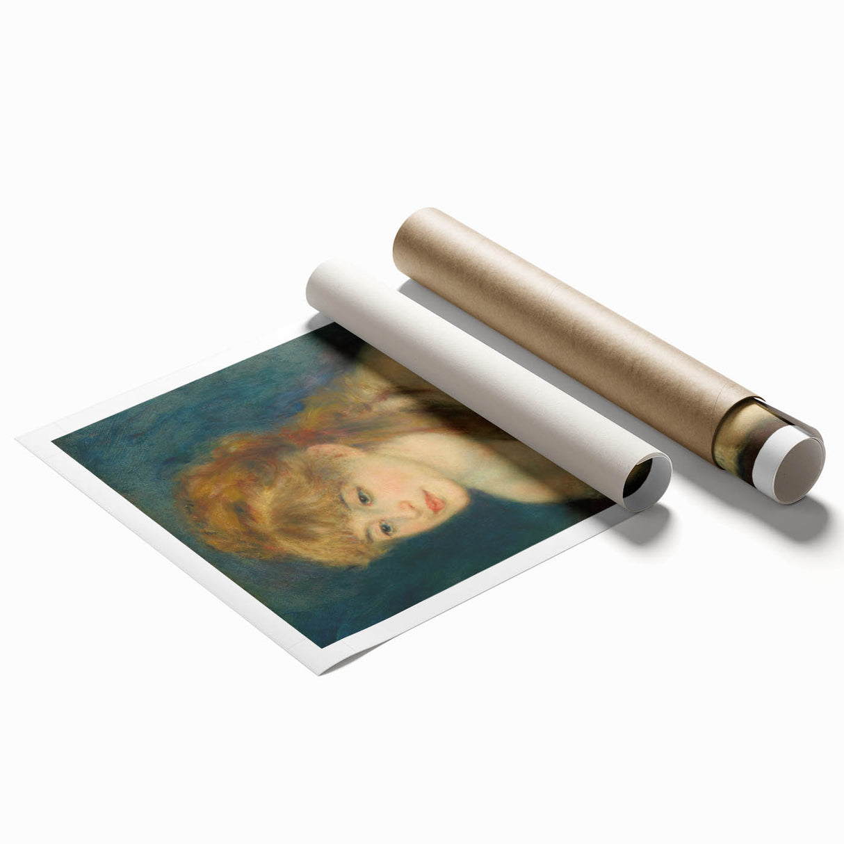 Extra large rolled print of a floral painting by Pierre-Auguste Renoir, featuring soft pastel shades.
