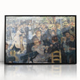 Large abstract wall art featuring mid-century modernist tones in black and white, acrylic framed.