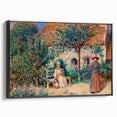Black and white framed canvas of a vintage landscape painting, ideal for bedroom wall decor.