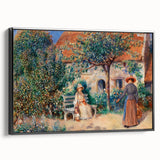 Black and white framed canvas of a vintage landscape painting, ideal for bedroom wall decor.
