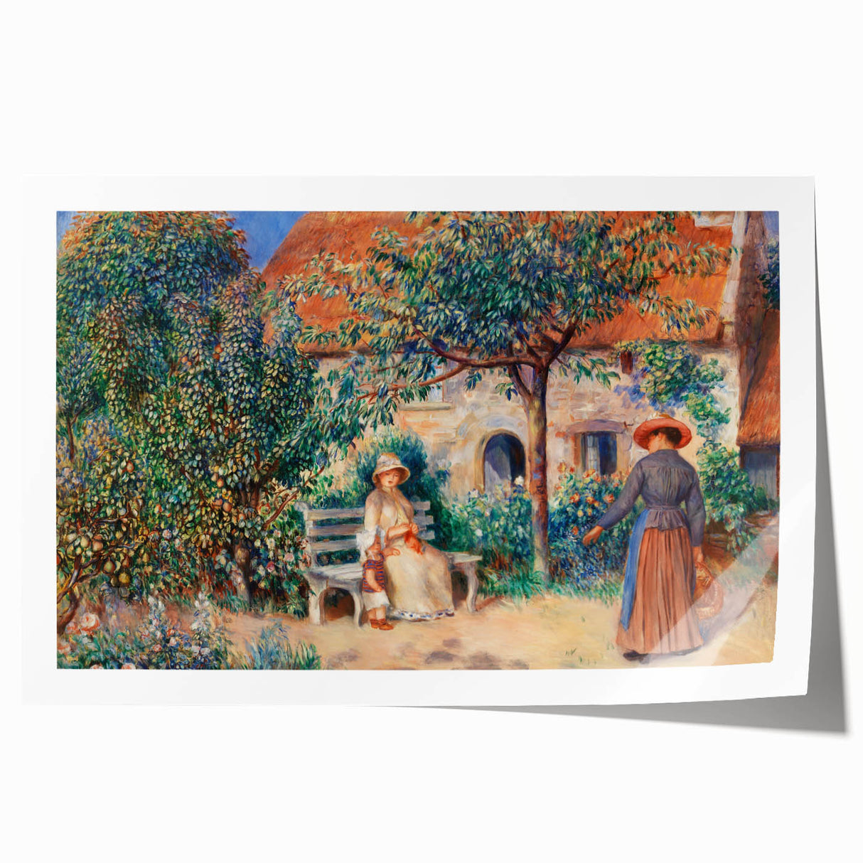Rolled print of Pierre-Auguste Renoir's floral painting in soft pastel hues.