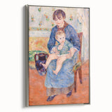 Framed canvas of Pierre-Auguste Renoir's landscape painting with vibrant colors on a black background.