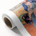 Art deco poster of a colorful floral scene on rolled canvas, ideal for nursery wall art or dining room decor.