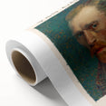 Art Deco style Vincent van Gogh rolled canvas with pastel color palette, ideal for nursery wall art.