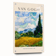 Acrylic print of a Van Gogh-inspired abstract design in vibrant yellow and blue tones.
