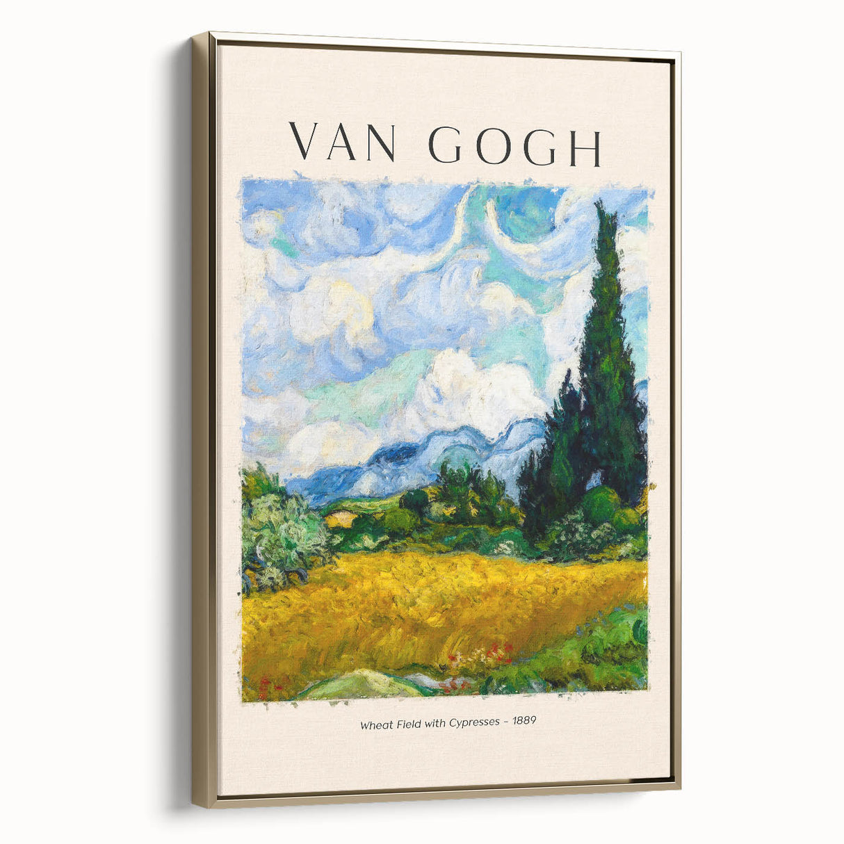 Framed canvas with a vintage-style landscape painting featuring muted earth tones, ideal for bedroom wall art.