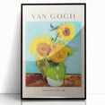 Large abstract wall art depicting a swirling mix of blue and yellow tones on a black framed acrylic print.