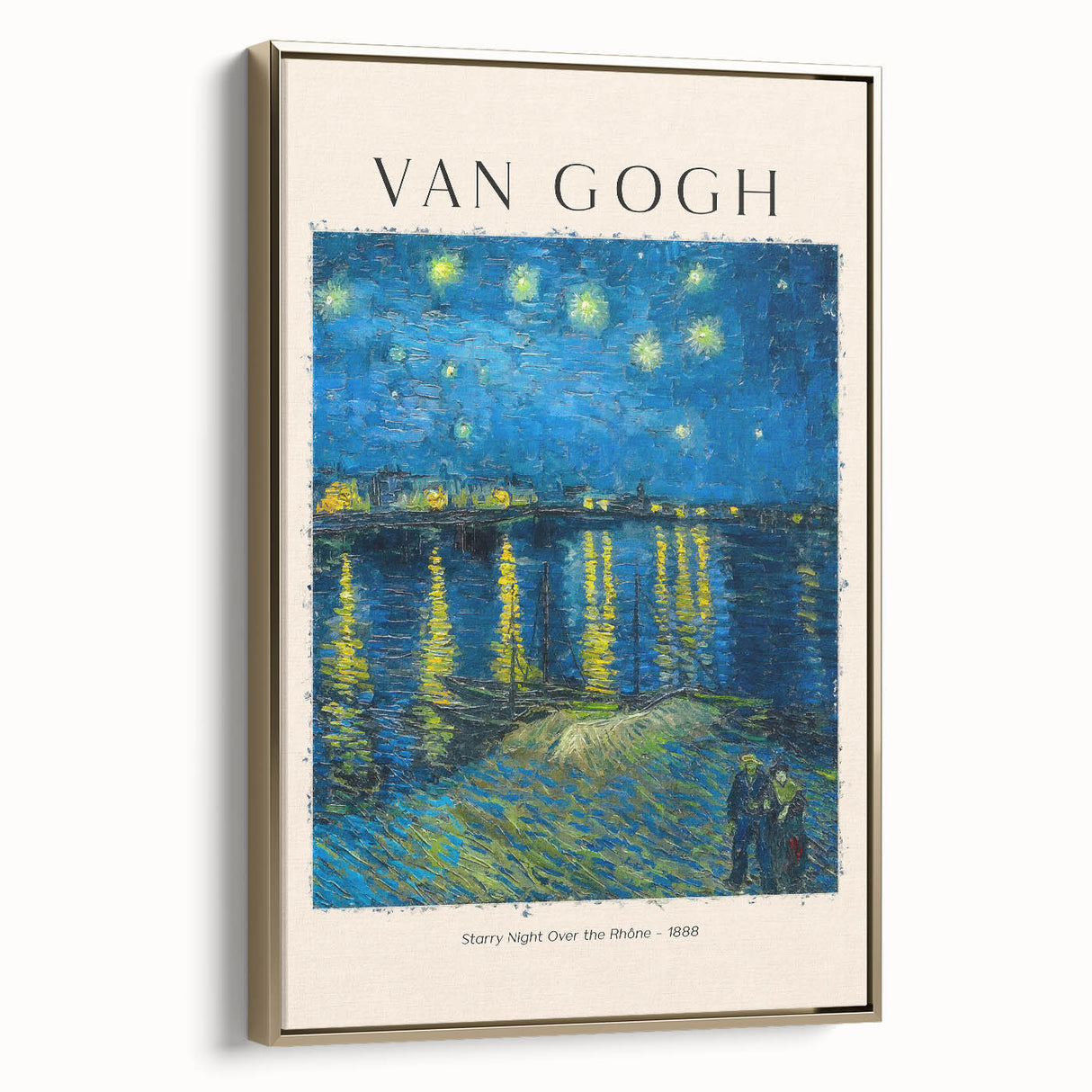Framed canvas of a Vincent Van Gogh landscape painting in muted earth tones, ideal for bedroom wall art.