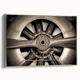Framed canvas featuring a vintage poster of a colorful airplane landscape.