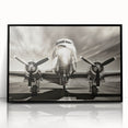 Mid-century modernist large abstract art print of an airplane, in black and white, acrylic framed, ideal for dining room art.