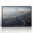 Large abstract airplane design in black and white on framed acrylic, suitable as mid-century modernist dining room art.