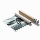 Extra large rolled print featuring a minimalist airplane design in muted gray, ideal for dining room wall art.