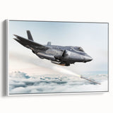 Vintage poster art of a colorful airplane on a black background, framed canvas, ideal for living room decor.