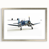 Abstract art print of airplanes in muted gray and silver tones, framed with a silver mat.