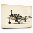 Acrylic print of a side view of an airplane, using a monochrome color scheme, ideal for modern bedroom or dining room decor.