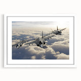 Extra large abstract art print of an airplane, featuring textured gray and blue tones on a white framed canvas.