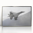 Mid-century modernist art of a silver airplane on acrylic, featuring cool blue and gray tones, ideal for nursery wall art.