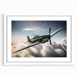 Extra large abstract art print of an airplane in textured gray and blue tones, framed in white, ideal for living room decor.