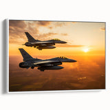 Vintage poster art of a black airplane on a colorful background, framed canvas, ideal for living room decor.