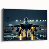 Black and white framed canvas of a vintage airplane side view, ideal for bedroom wall decor.