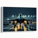 Framed canvas of a vintage airplane in flight against a colorful sky, ideal for an office or study.