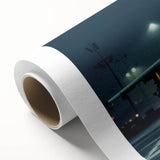 Art Deco style airplane illustration in bold black and white on rolled canvas, suitable for nursery wall art.