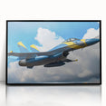 Large abstract airplane design in black and gray tones on a framed acrylic.