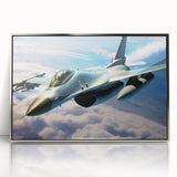 Mid-century modernist art of a silver airplane on a framed acrylic print, ideal for nursery wall art.