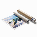 Extra large rolled print featuring a vintage airplane design in muted gray tones, ideal for art wall dining room.