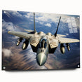 Side view of a large abstract airplane design in muted gray tones on acrylic glass.