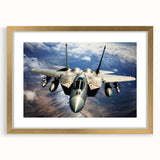 Abstract art print of airplanes in muted gold and gray tones on a framed canvas, suitable for dining room decor.