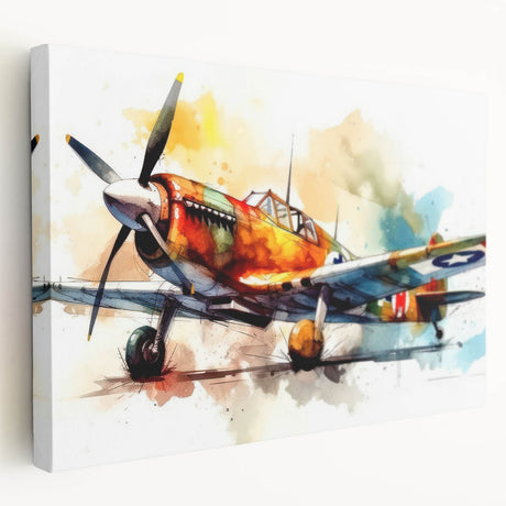 Large canvas print of a vintage airplane in muted sepia tones, suitable for kitchen wall art.